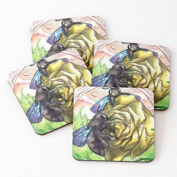 Item preview, Carpenter bees ad yellow rose designed and sold by Furiarossa.