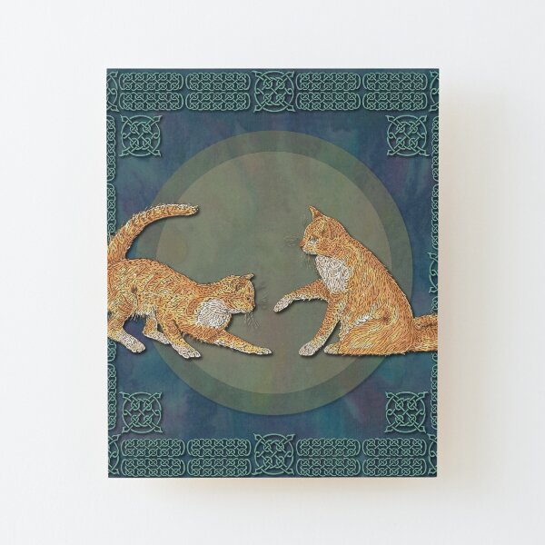 Celtic Cats - Ginger Cats Wood Mounted Print
