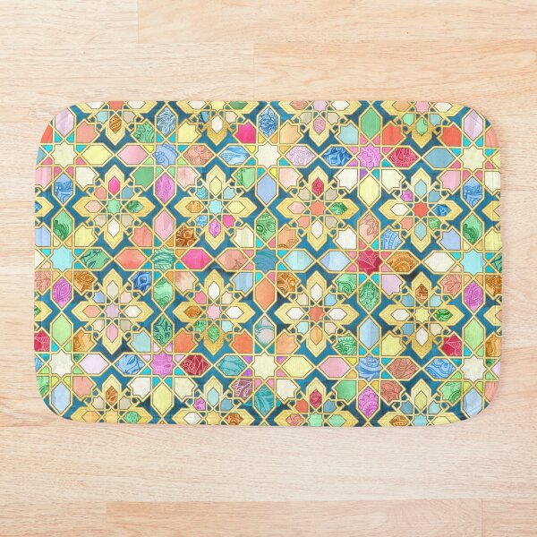 Gilded Moroccan Mosaic Tiles Bath Mat