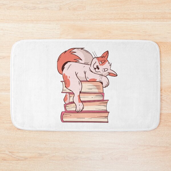 Item preview, cute cat and books designed and sold by DerSenat.