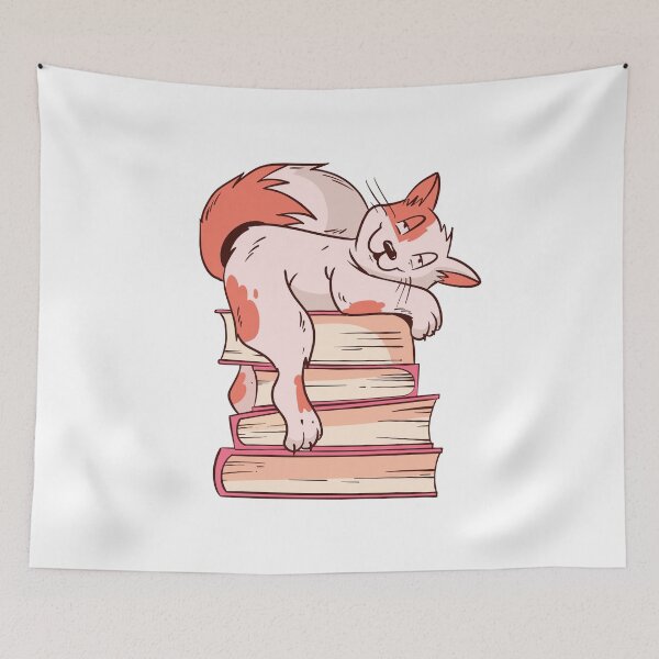Item preview, cute cat and books designed and sold by DerSenat.