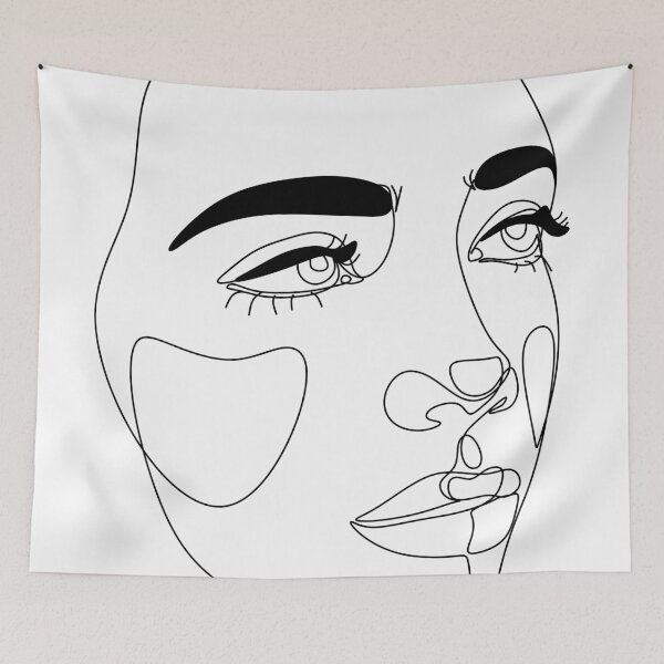 Item preview, Abstract face one drawing. Portrait minimalistic style. Nude line art. Modern continuous line art. Fashion print. Beaty salon art. Art Board Print designed and sold by OneLinePrint.