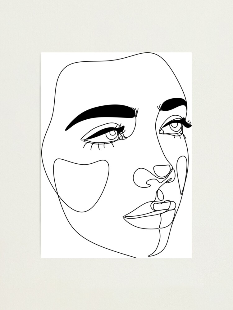 Abstract Face One Drawing Portrait Minimalistic Style Nude Line Art