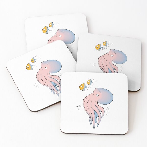 Item preview, Pink and Blue Octopus Chasing Fish designed and sold by MadoMade.
