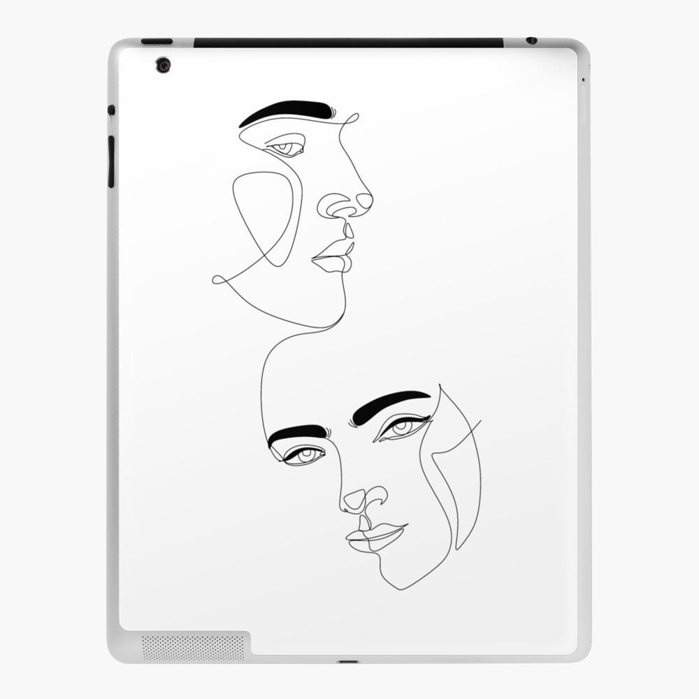 Coque Et Skin Adhesive Ipad Couple Un Dessin Au Trait Cadeau D Anniversaire Pour Lui Par Onelineprint Redbubble