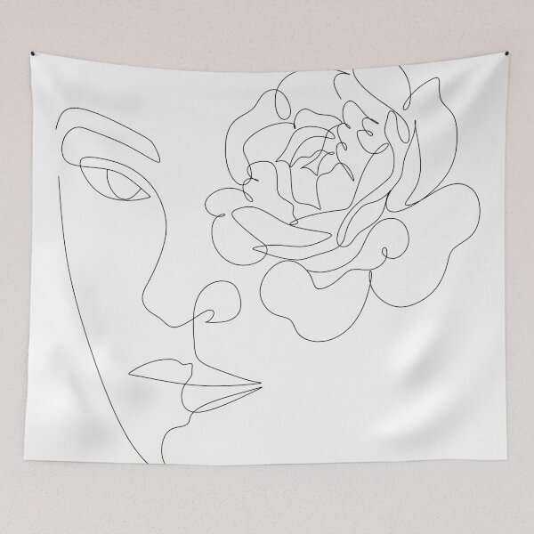 Item preview, Line Art Woman with peony designed and sold by OneLinePrint.