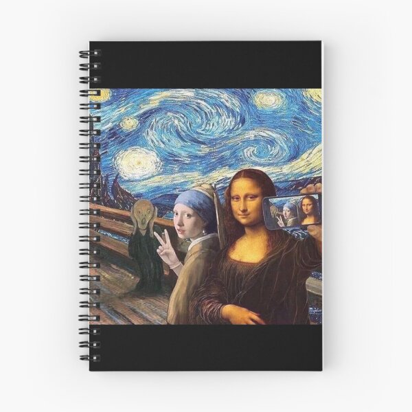 Item preview, Scream and Selfie of Four classical paintings mash up - Mona Lisa, Girl with a Pearl Earring, The Scream, The Starry Night designed and sold by MindChirp.
