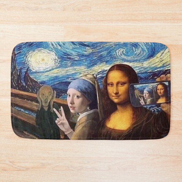 Item preview, Scream and Selfie of Four classical paintings mash up - Mona Lisa, Girl with a Pearl Earring, The Scream, The Starry Night designed and sold by MindChirp.