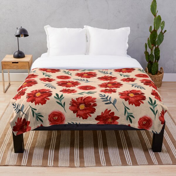 Item preview, Flores Rojas Acuarela Patrón Floral Vintage designed and sold by Petra Lang.