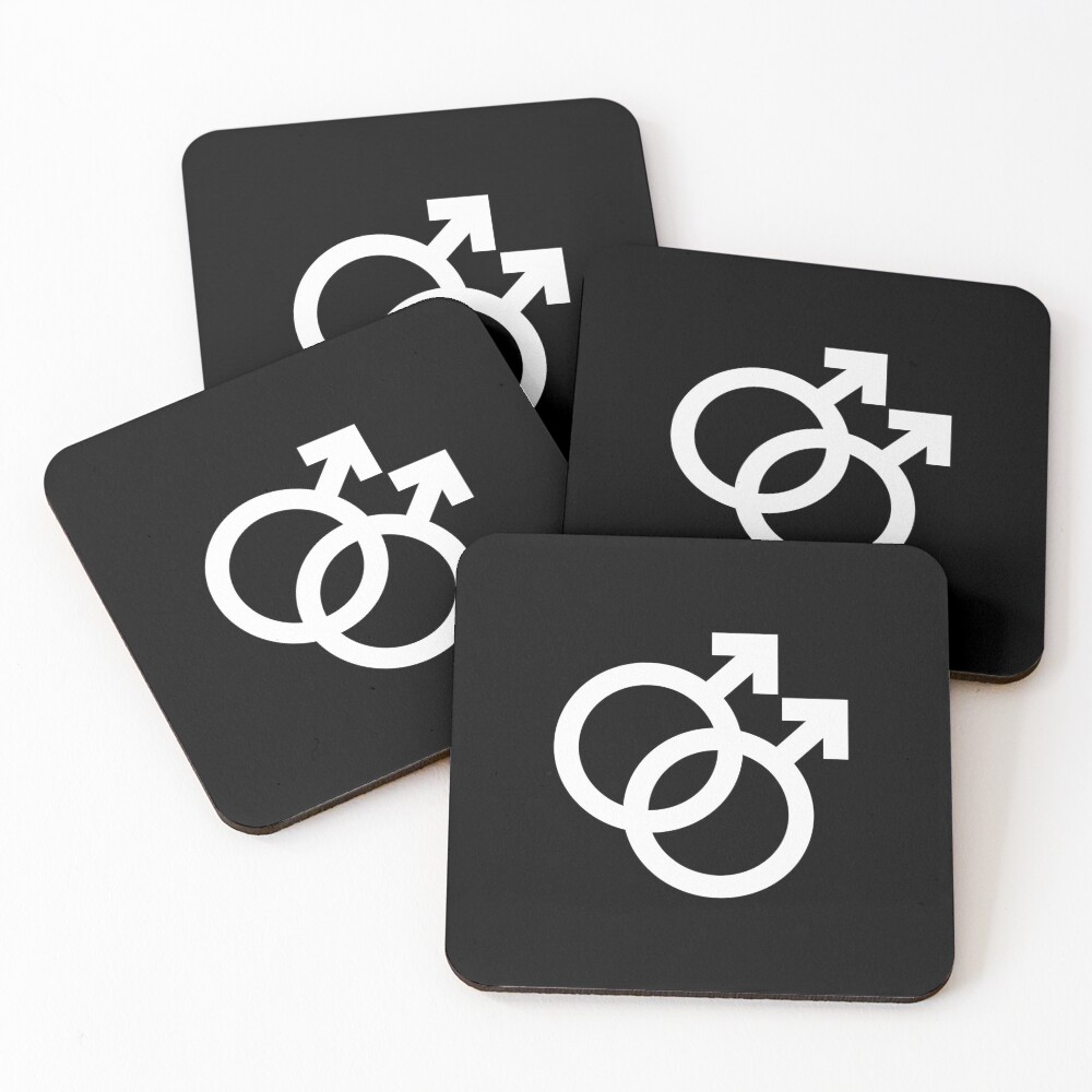 mlm, interlocking symbols in white Coasters (Set of 4)