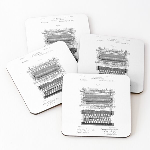 Item preview, Typewriter old patent vintage drawing designed and sold by Onyria Art.