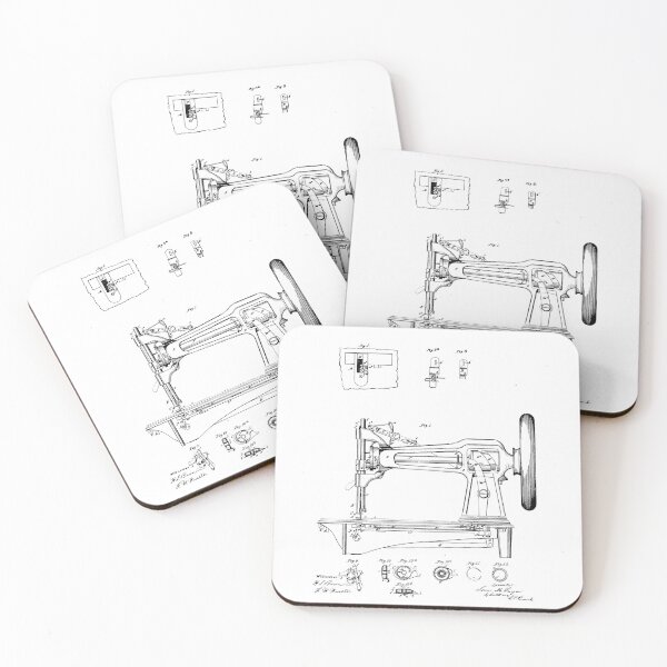 Item preview, Sewing machine old patent vintage drawings designed and sold by Onyria Art.