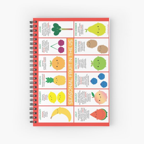 USA Seasonal Fruits Chart Spiral Notebook
