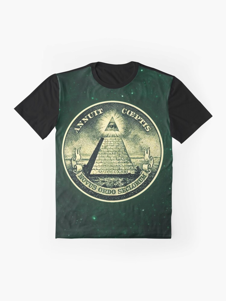 Alternate view of All seeing eye, pyramid, dollar, freemason, god Graphic T-Shirt