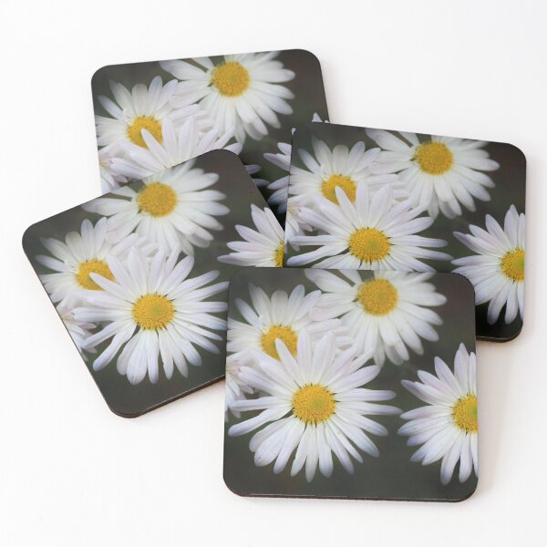 Item preview, White chamomiles on black background designed and sold by olena2552.