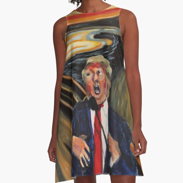 Donald Trump The Scream Painting Edvard Munch mashup A-Line Dress