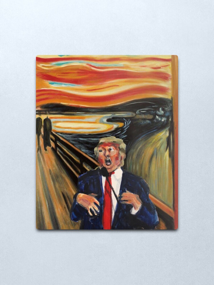 Alternate view of Donald Trump The Scream Painting Edvard Munch mashup Metal Print