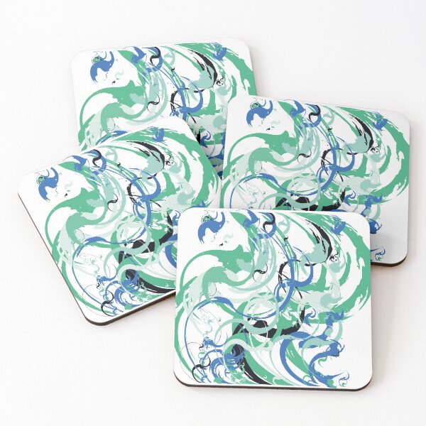 Item preview, Abstract pattern of swirling lines of mint green designed and sold by Helena6.