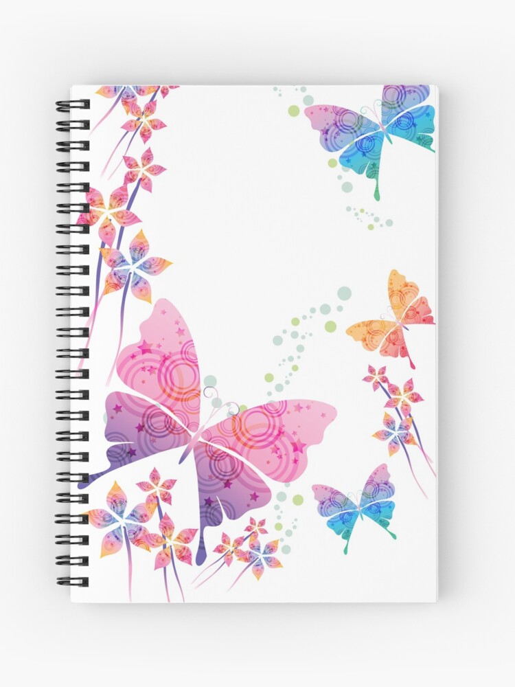 Cuaderno de espiral «Flores y mariposas colores del arco iris» de  Craft-Harmony | Redbubble