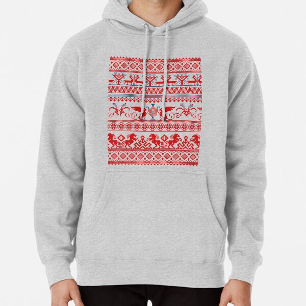 Red russian traditional ornament Pullover Hoodie