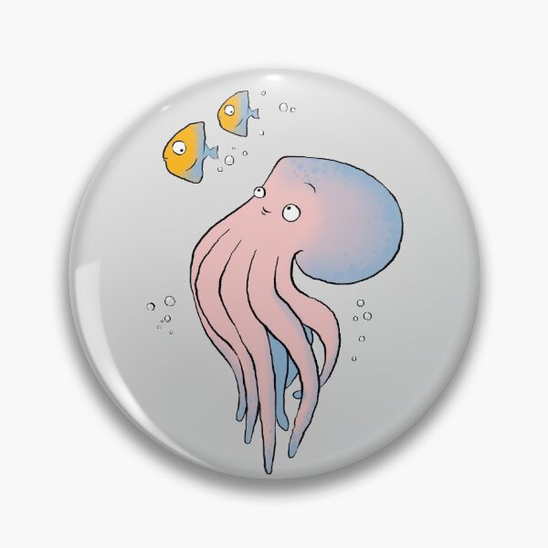 Artikelvorschau, Rosa und blauer Oktopus, der Fisch jagt entworfen und verkauft von MadoMade.