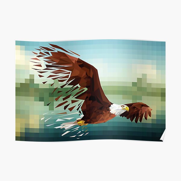 Low-Poly Bald Eagle Poster
