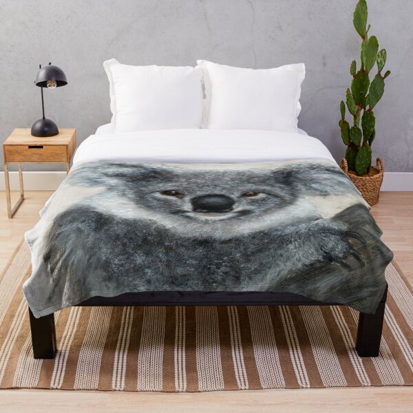 Koala Watercolor Art Throw Blanket