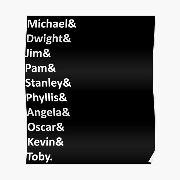 the-office-names-poster-for-sale-by-gissanesophia-redbubble