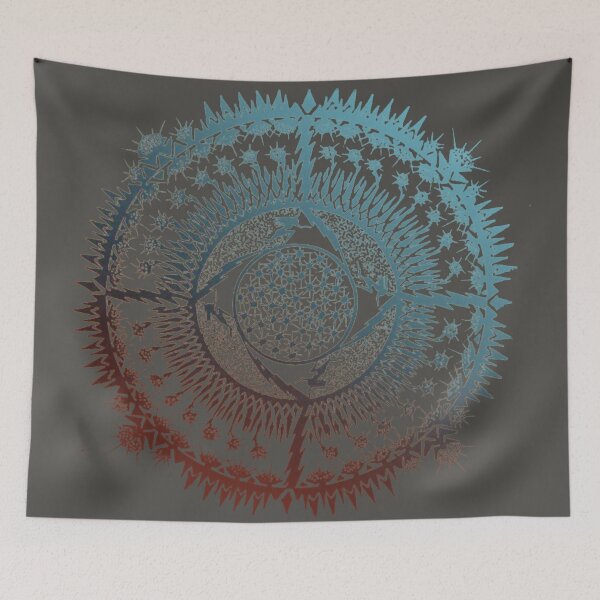 Item preview,  gray blue mandala Sacred geometry trippy psychedelic  designed and sold by shantiru.