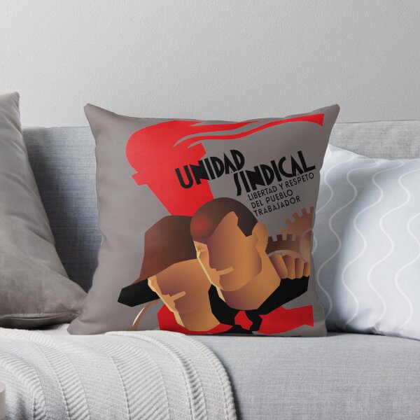 CNT Unidad Sindical - Spanish Civil War, Anarchist, Socialist, Leftist Throw Pillow