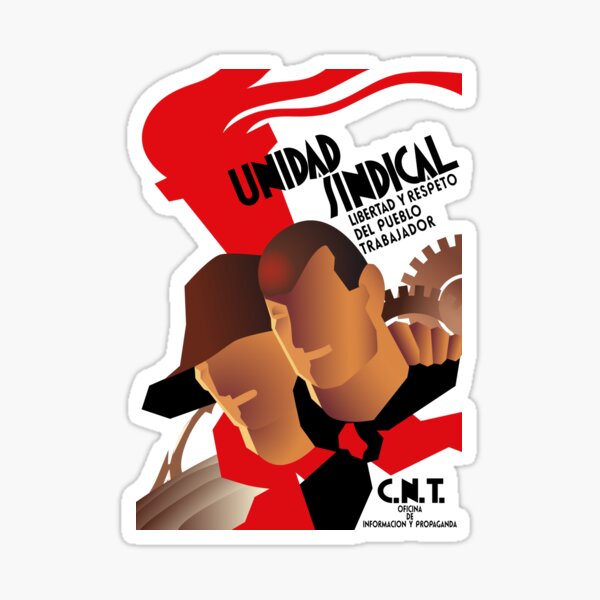 Vista previa del artículo con la obra «CNT Unidad Sindical - Guerra civil española, anarquista, socialista, izquierdista», diseñado y vendido por SpaceDogLaika.
