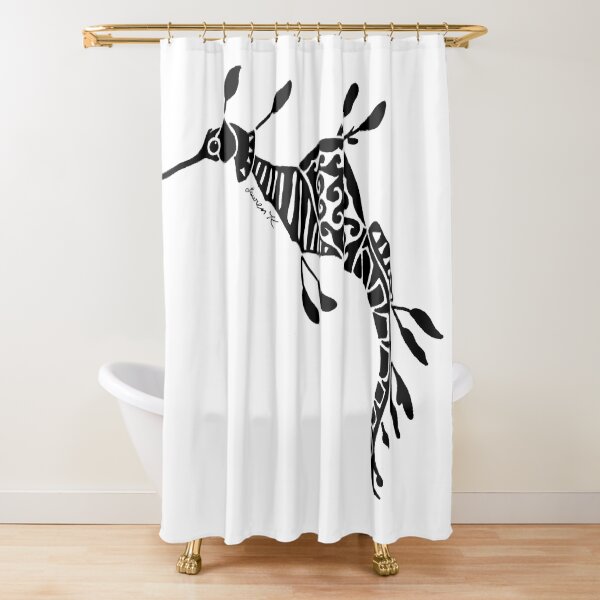 Weedy Sea Dragon Tribal Design Shower Curtain
