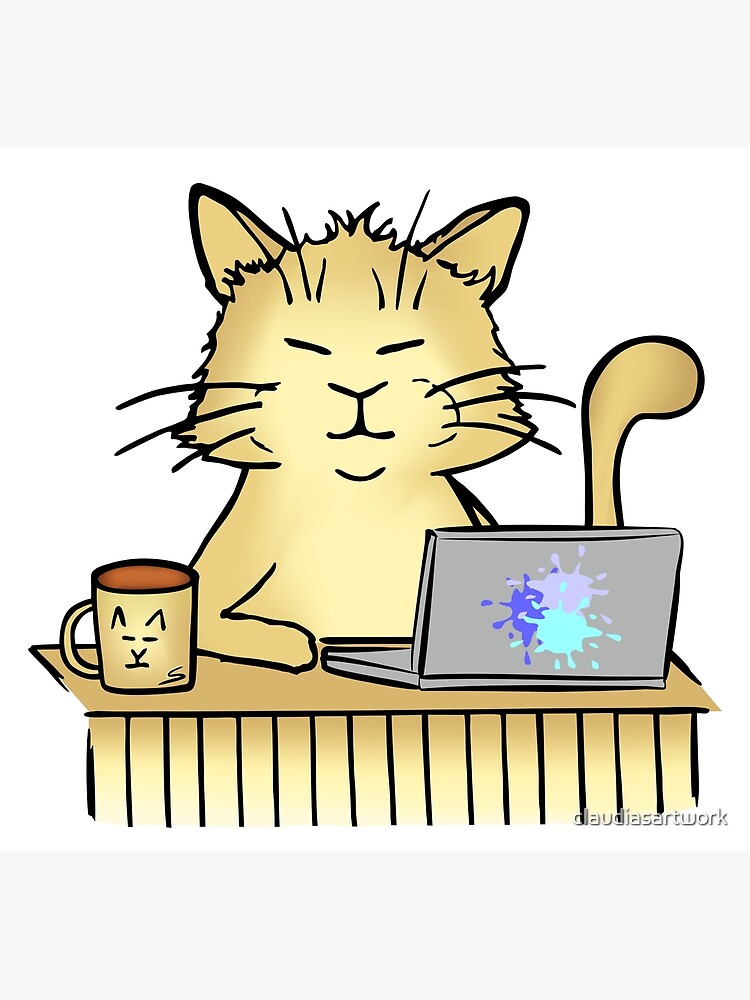 "Home office cat" Poster for Sale by claudiasartwork Redbubble