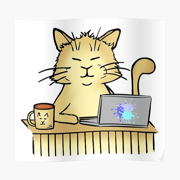 "Home office cat" Poster for Sale by claudiasartwork Redbubble