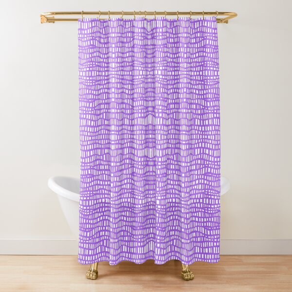 Boho Ladder Lace - Amethyst Violet on White Shower Curtain