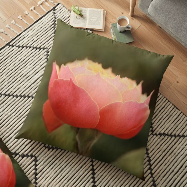 Coral & Pink Rose Floor Pillow