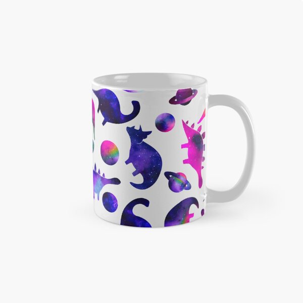 Aperçu de l'œuvre Dinosaures aquarelle rose violet galaxie dans le modèle de l'espace créée et vendue par SamAnnDesigns.