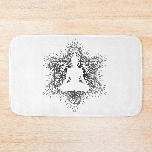 Item preview, Metatrone`s Cube with Transparent Lotus Pose Black and White Ralice Yoga designed and sold by raliceyoga.