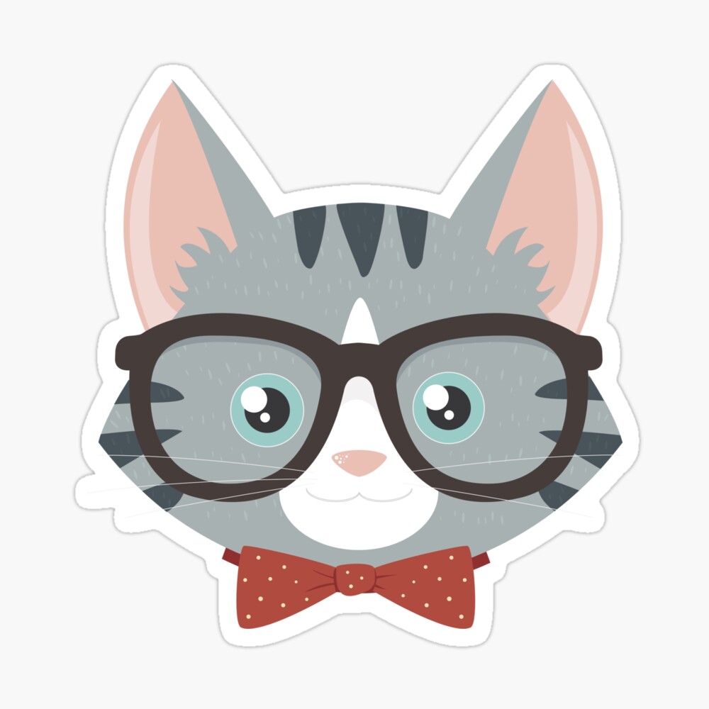 Poster Chat Gris Hipster Tabby Par Lisamarieart Redbubble