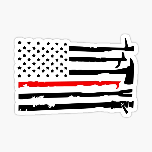 USA FIRE FLAG with Tools   Sticker