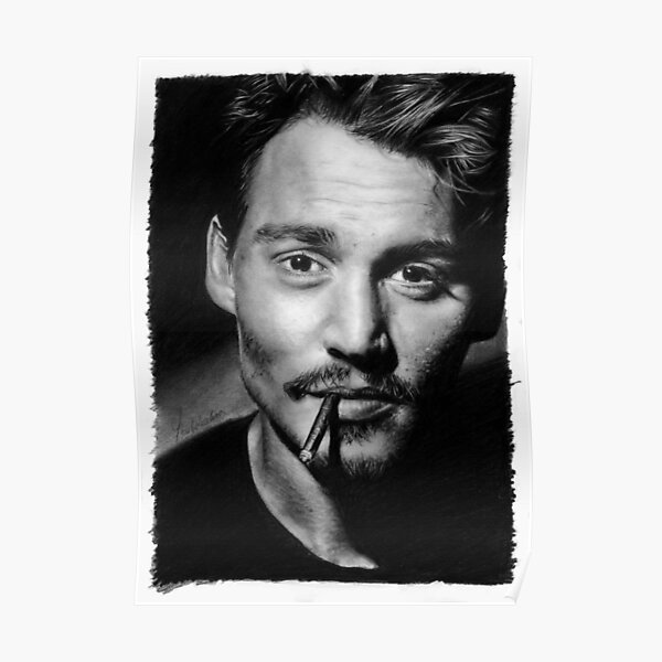 Johnny Depp pencil drawing Poster
