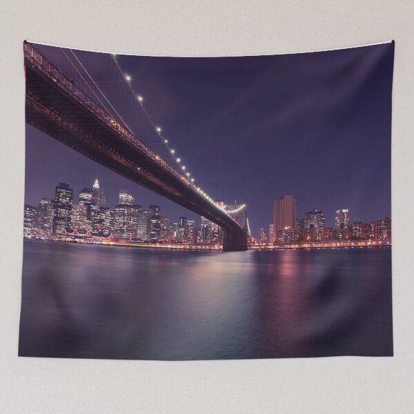 Item preview, City landscape bridge at night - lights from buildings designed and sold by MindChirp.