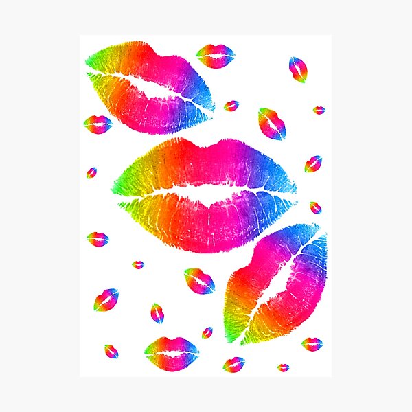 Rainbow Hot Lips Kisses Photographic Print