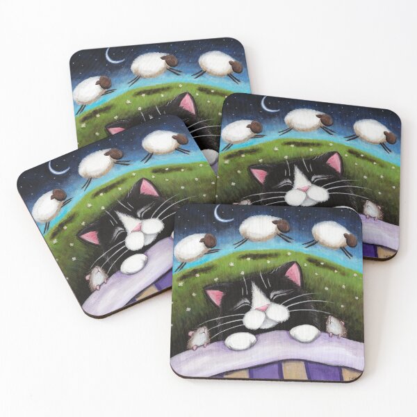 Item preview, Sheep Dreams - Sleeping Cat & Jumping Sheep designed and sold by LisaMarieArt & Illustration.