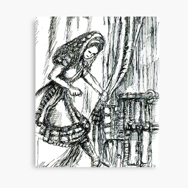 Alice Looking for White Rabbit Behind Curtain: Alice in Wonderland Series From TeresaTown Canvas Print