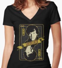 221B Playing Card Women's Fitted V-Neck T-Shirt