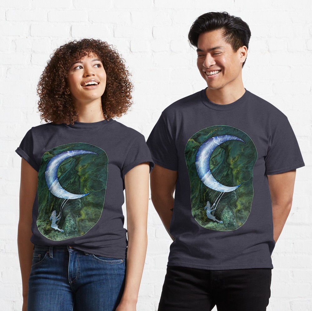 Girl Swinging On Moon Classic T-Shirt