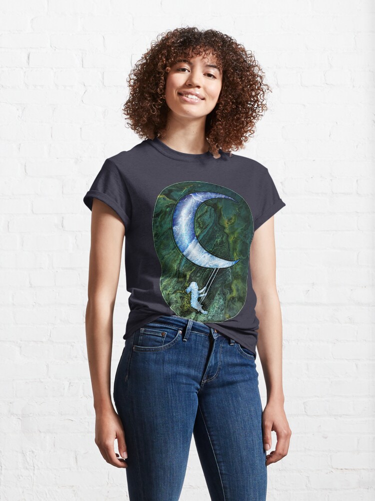Alternate view of Girl Swinging On Moon Classic T-Shirt