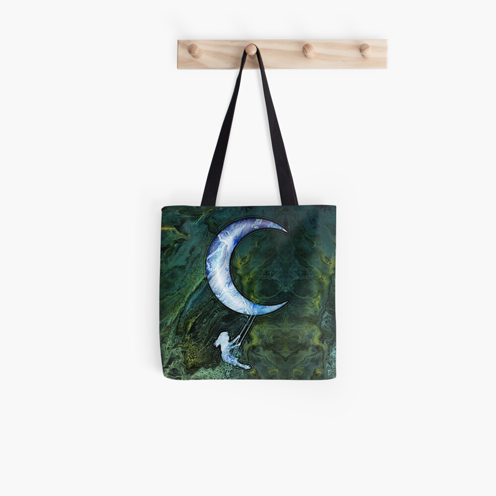 Girl Swinging On Moon Tote Bag
