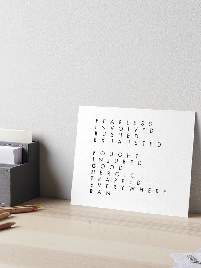 firefighter Definition Print Wall Art Minimalist Poster Poster Home Decor